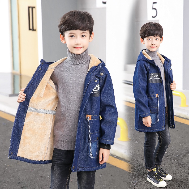 Manteau d'hiver pour garçons, style coréen pour adolescents, manteaux pour enfants Cowboy Plus veste en velours, pour enfants de 5-14 ans, Parka