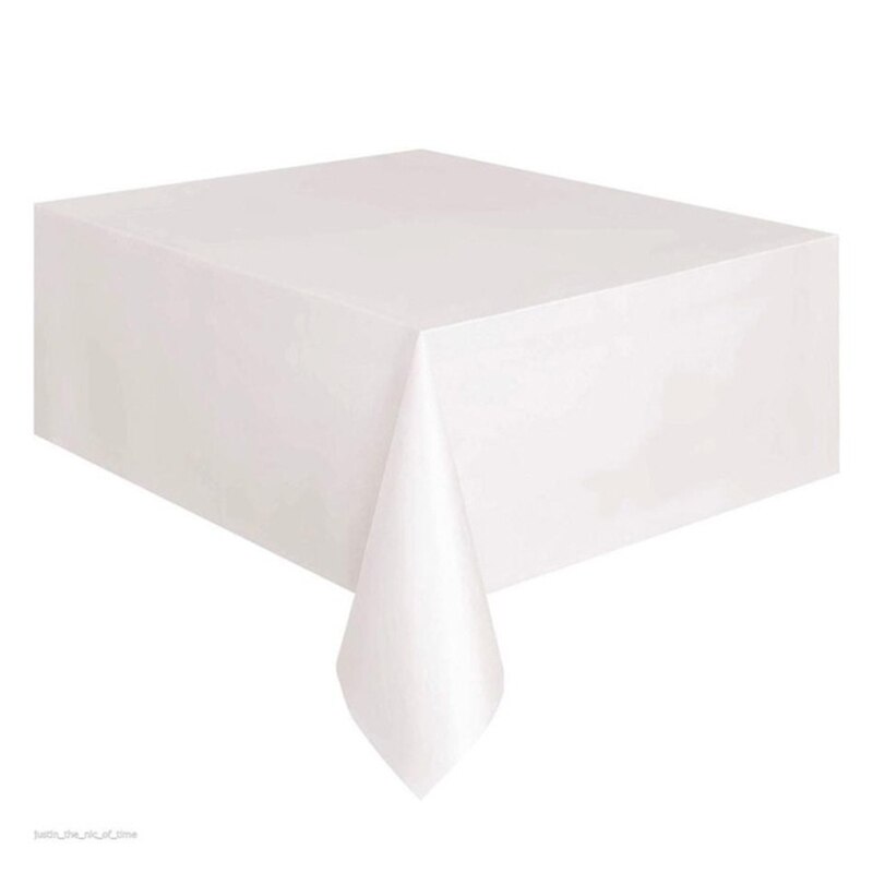 1pc D&Z Pure Color Series Disposable PE Tablecloth Party Supplies Wedding Table Decoration Waterproof Desk Cover: White
