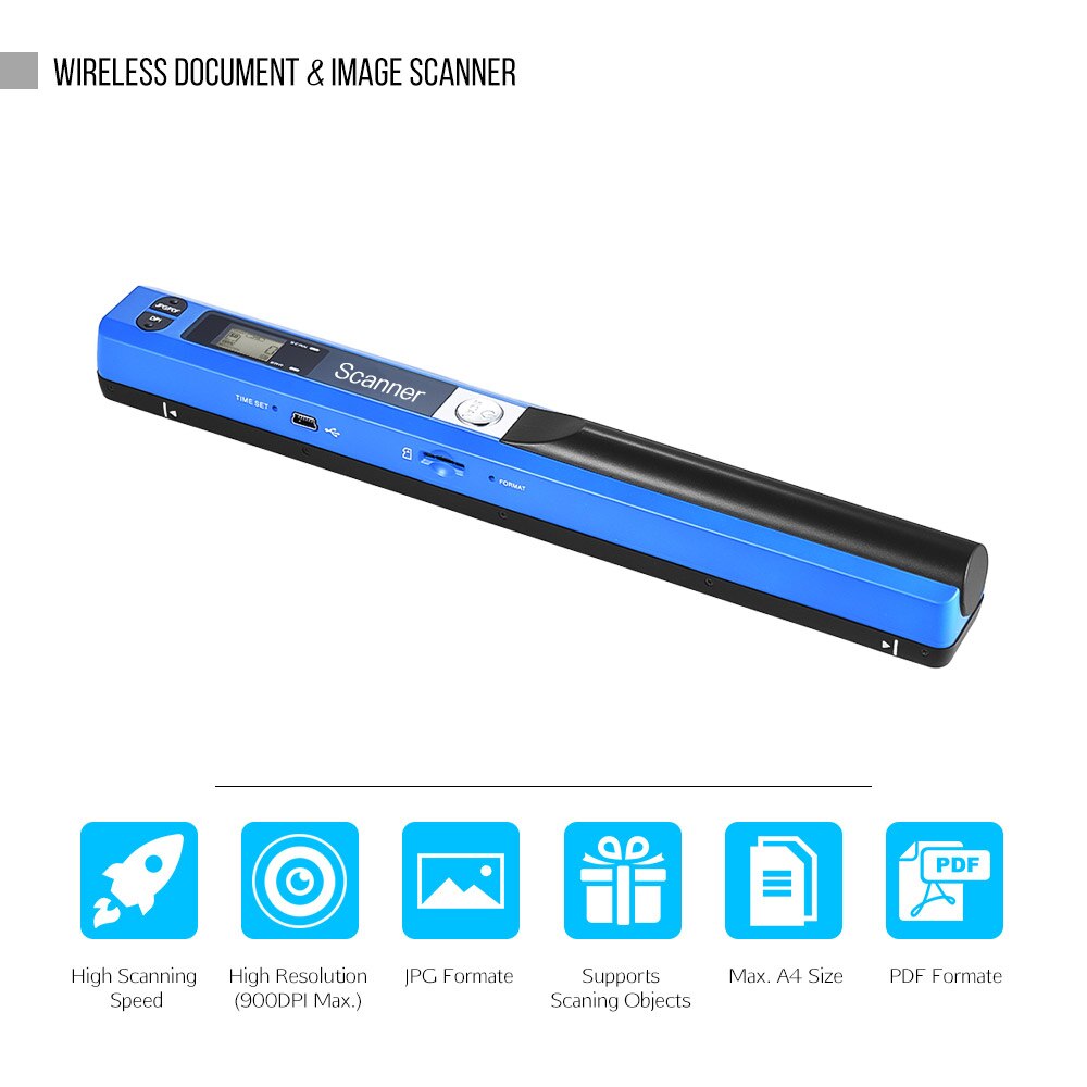 A4 Scaner Portable Mini document Scanner JPG/PDF Format Document Image Iscan Handheld Scanner A4 Book Text Scanner LCD Display