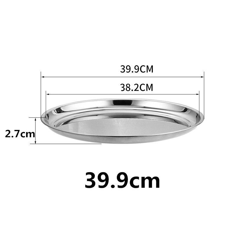 Dicke Edelstahl Platte runde Große Rabatt Flachen Boden Flache schale extra Große Fisch Kopf fruite fleisch Platte Restaurant Hotel: 39.9cm
