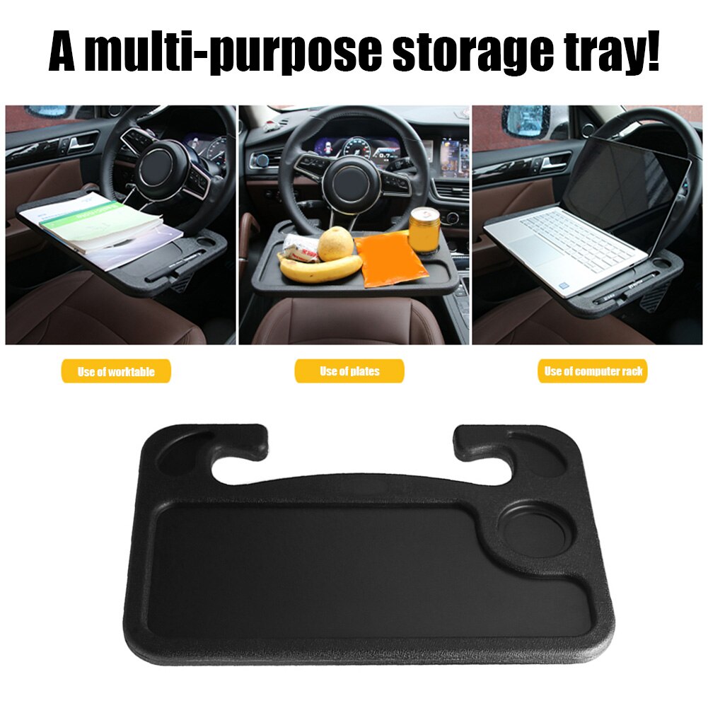 Car Steering Wheel Laptop Mini Table Board Mount Wheel Desk Tray ABS Plastic Laptop Eating Desk Car Travel Table