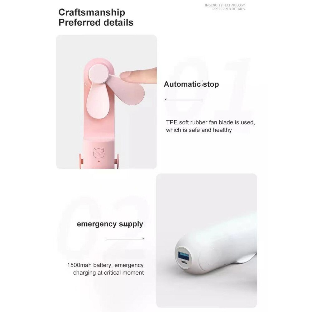 Mini-taschenventilator, usb-aufladbar, 2000 -mah-akku, tragbarer und faltbarer reiseventilator für draußen mit powerbank-funktion
