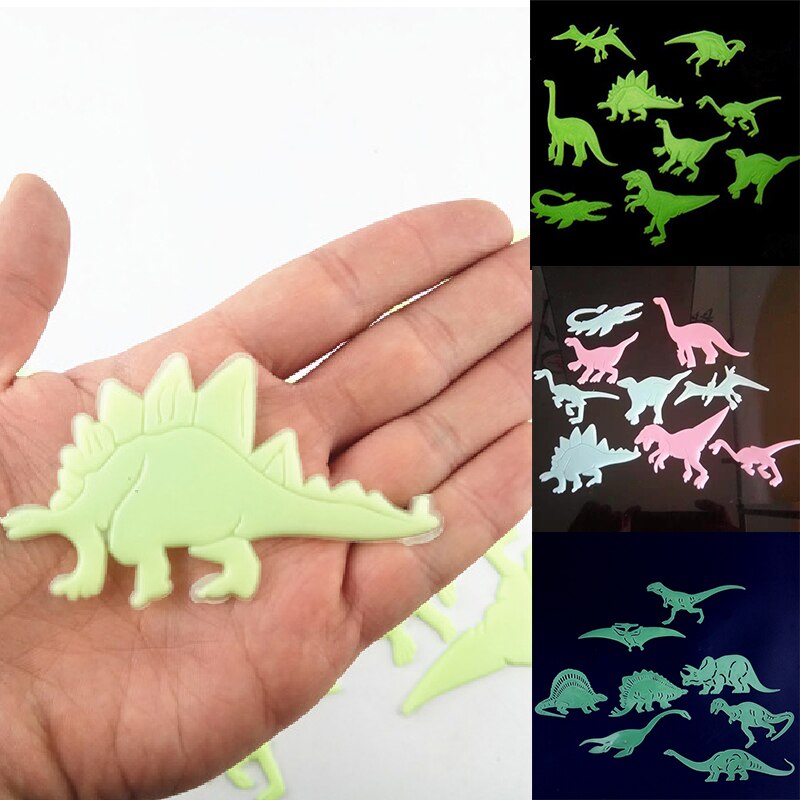 1 Bag Lichtgevende Dinosaurussen Muurstickers 3D Pvc Duisternis Dinosaurussen Decoratieve Voor Kids Kinderen Kamer Verwijderbare Stickers
