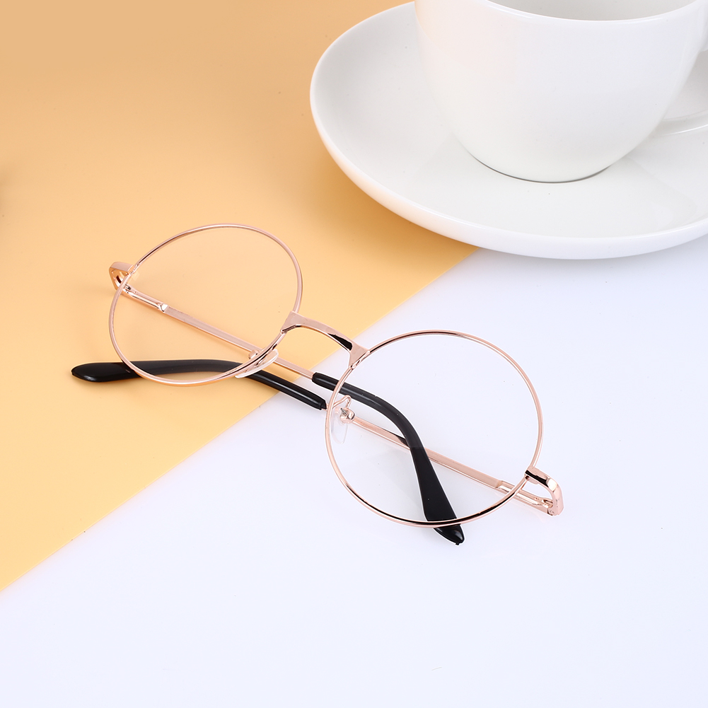 Vintage Metalen Frame Clear Lens Bril Unisex Oversize Retro Ronde Cirkel Lenzenvloeistof Reizen Camping Klimmen Bril