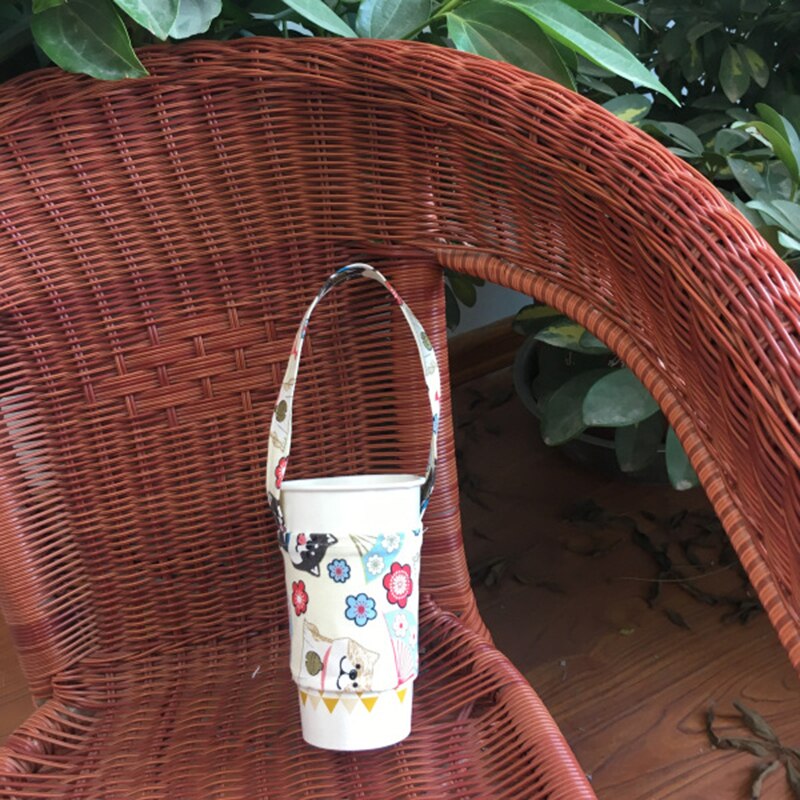 Milieuvriendelijke Drank Tas Draagbare Drank Tas Kleur Canvas Cup Set Drink Cup Tas Handgemaakte Cup Set Canvas Tas Thuis Organisator: 06