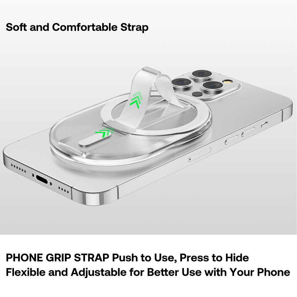 MagSafe Phone Grip with Finger Strap for iPhone 15/14/13/12 Series Magnetic Phone Grip Holder as Magnetic CellPhone Stand Holder