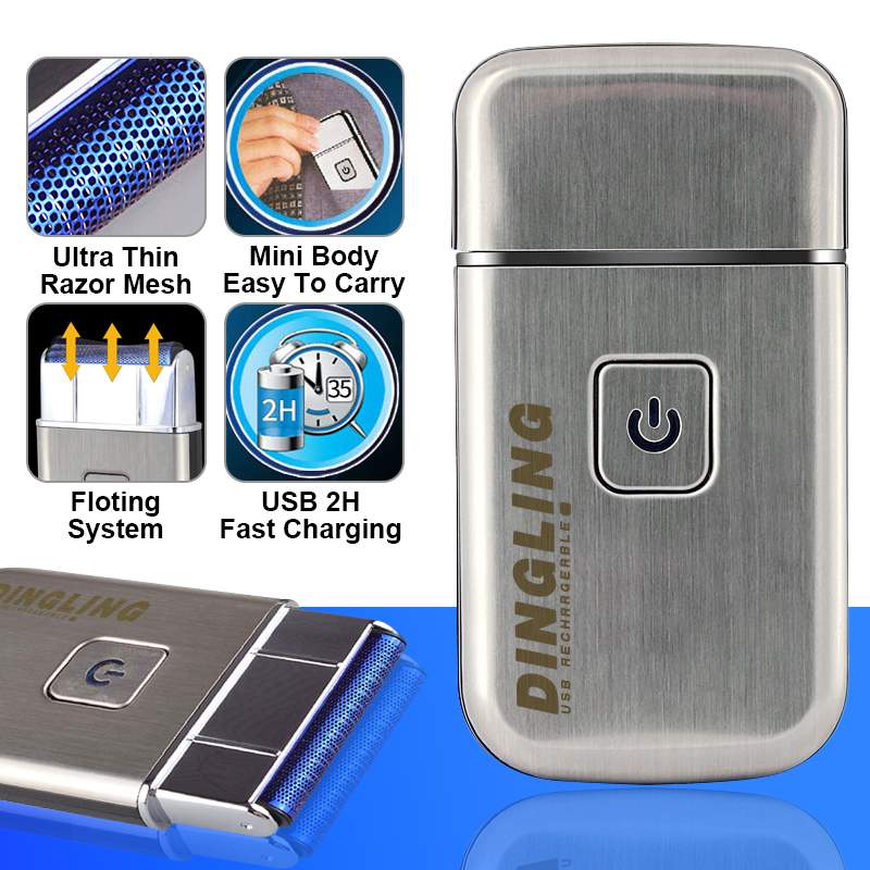 Mini Portable Electric Shaving Machine Men USB Rechargeable Cordless Travel Shaver Single Blade Reciprocating Beard Razor