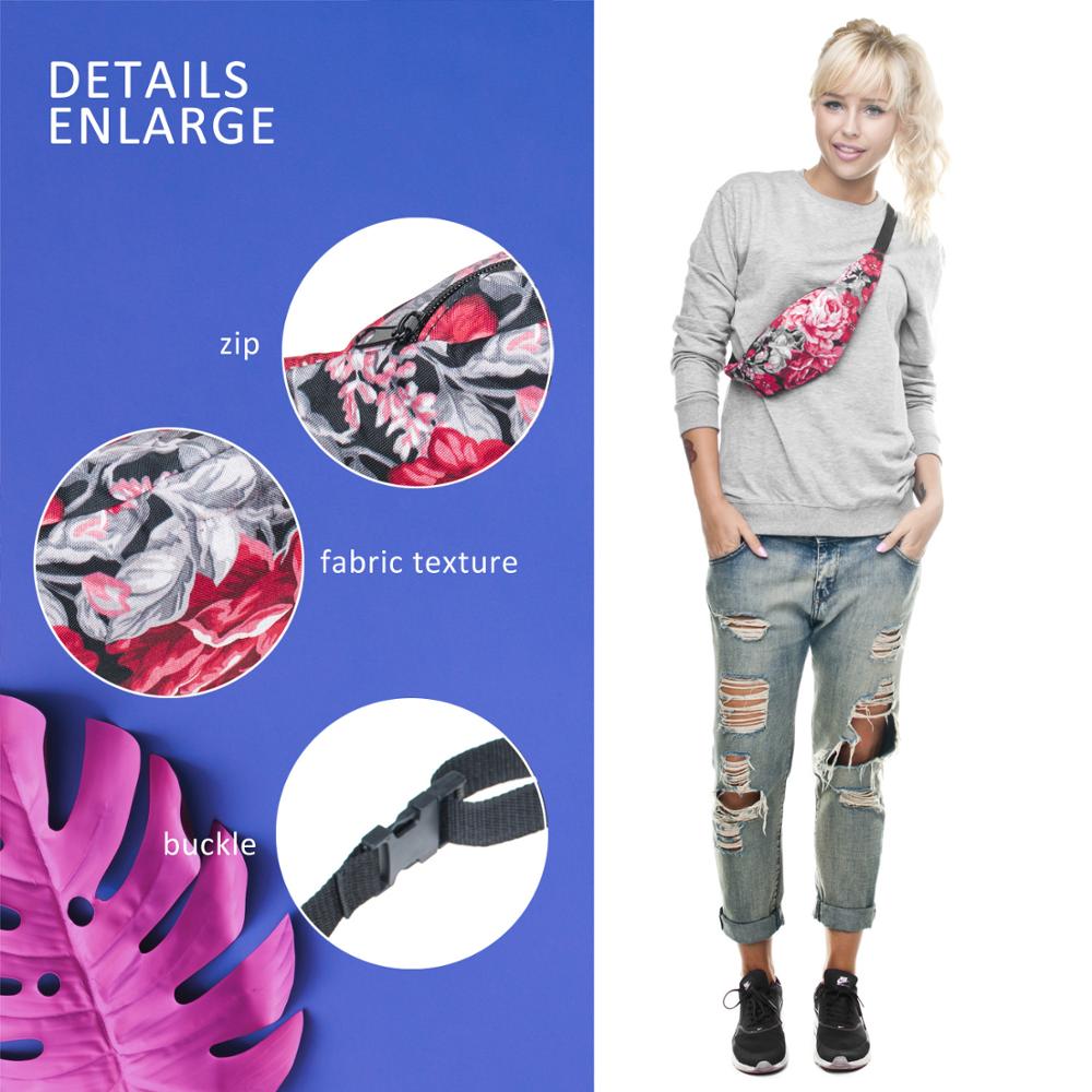 ZFF & WGm-sac de poitrine imprimé en 3D, style Hip-Hop, sac banane à la taille, sac banane avec fermeture éclair rouge
