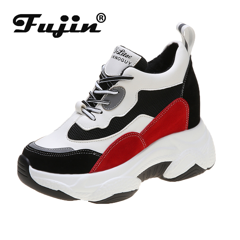 Fujin winter dames sneakers, zacht, warm, ademend, ronde neus, dikke zool, vrijetijdsschoenen met veters voor dames.