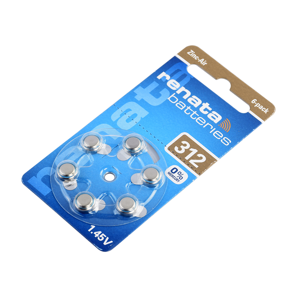 6 pièces 1.45V 165mAh A312 Zinc-Air Pile pour Appareil Auditif 312 312A 312AE 312AP 312HP 312HPX 312P 312PA 312SA 312ZA Bouton Piles