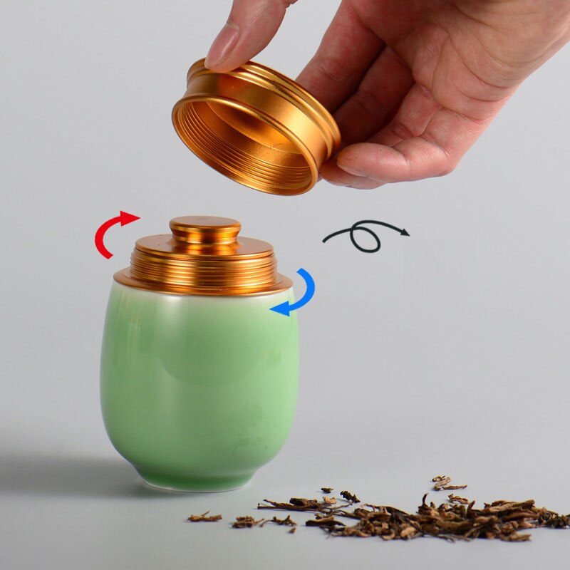 Celadon-latas selladas pequeñas para café, envases de metal para cereales, frutas secas, mini tanque de almacenamiento portátil para el hogar