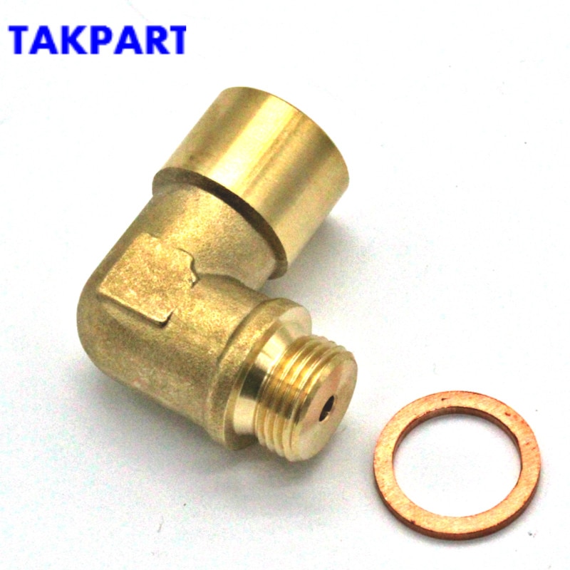 TAKPART 90 Angled Lambda O2 Oxygen Sensor Extender Spacer for Decat Hydrogen Brass M18x1.5