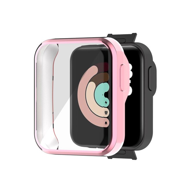 Dla Xiaomi Mi zegarek ochraniacz ekranu dla Xiaomi Mi zegarek Lite Redmi zegarek 1 2 okładka Ultra Slim inteligentny zegarek powłoka ochronna: Różowy / for Mi Watch Lite