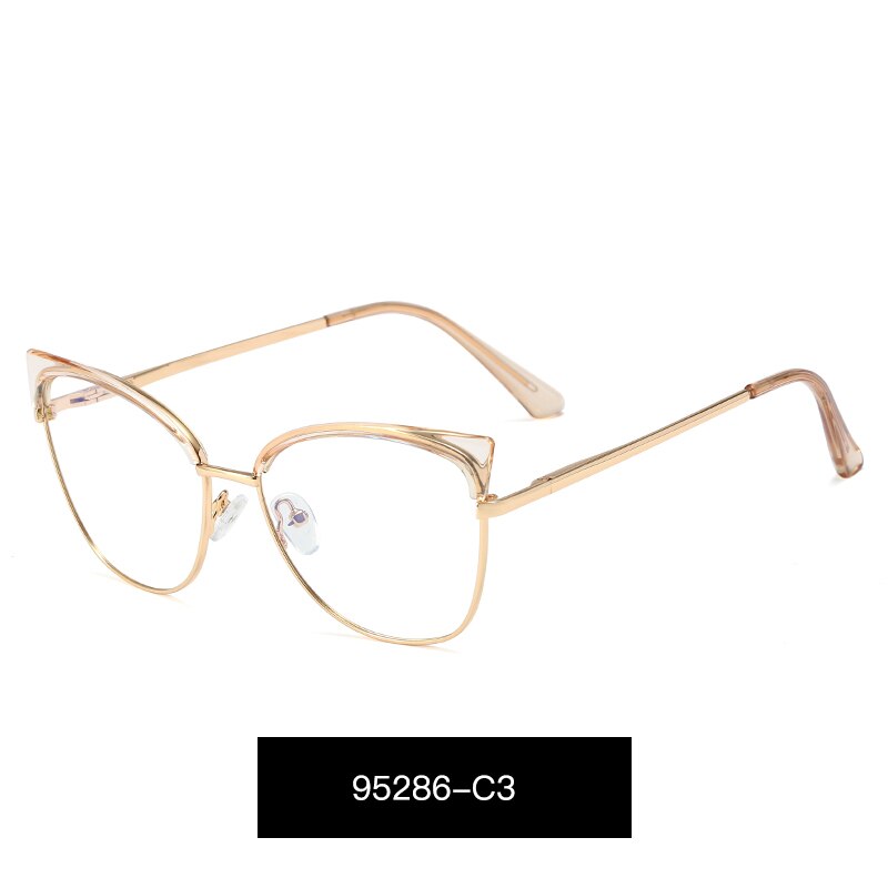 Blue Light Blocking Women Eyewear UV400 Anti Reflective Coating Finish Female Optical Prescription Eyeglasses Spectacles: C3