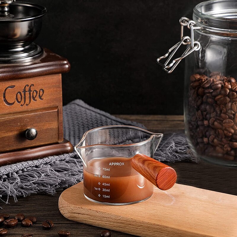 Double Spout Espresso Glass Coffee Double Spouts Glass Espresso Measuring Glass Coffee Carafe Glass With Handle