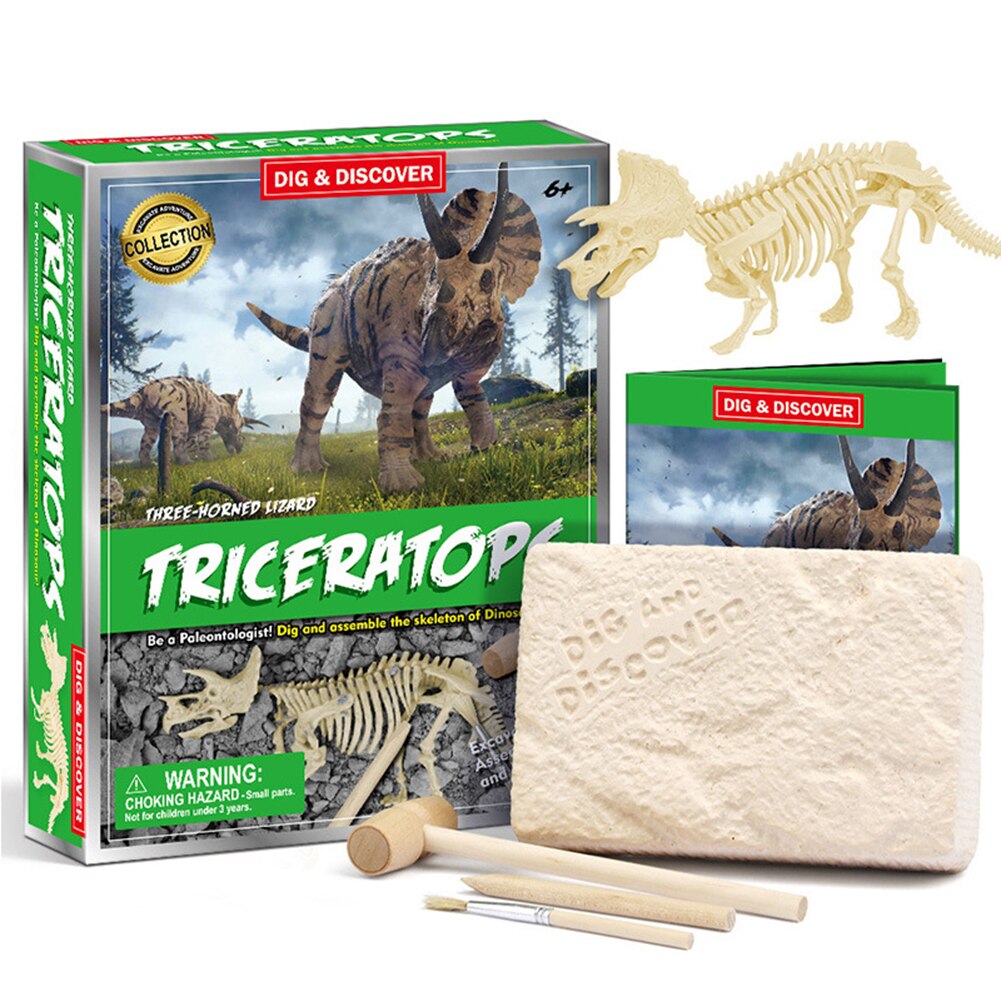 Kids Diy Vergadering Dinosaurus Skelet Opgraving Graven Kit Archeologische Speelgoed