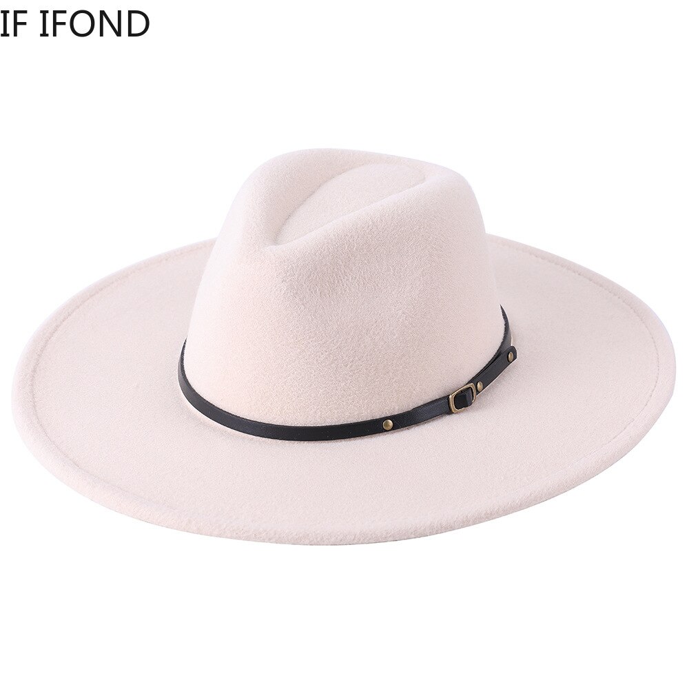 Chapeau Fedora en laine à large bord pour homme et femme, couleur unie, , Jazz, feutré, Panama, jaune