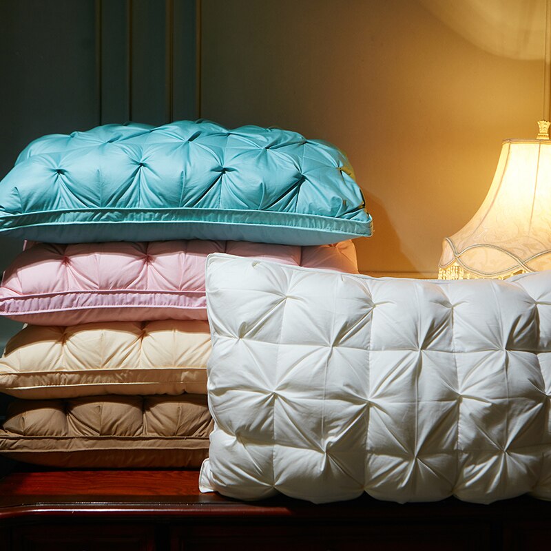 48*74 cm 3D estilo retângulo de luxo ganso branco/travesseiros da cama para baixo-prova de penas de pato para baixo algodão shell frete grátis #/