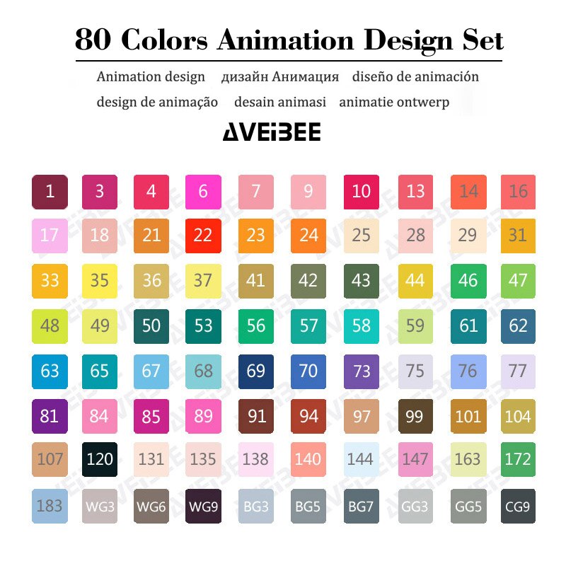 Magiska markörer set för barn 30/40/60/80/168 färg animation skiss markör två huvud ritning konst borst pennor alkoholbaserad: 80 animationsset