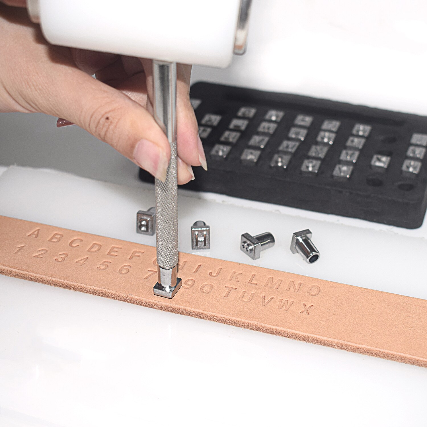 DIY Leather Stamper Tool Capital Letter Number Steel Carving Printing Handmade Logo Kit Punch Handle Craft Supplie