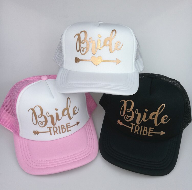 C &amp; Fung SQUAD novia del equipo sombreros basebal gorras para el banquete de Boda del brillo del oro rosa malla sombreros de verano estilo