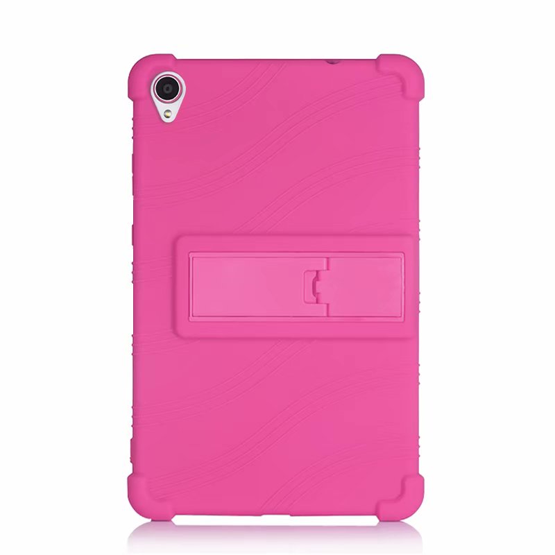 Siliconen Case Voor Lenovo Tab M8 Hd Tb-8505 8505F Shock Proof Cover M8 Fhd Tb-8705 8705X standhouder: Rose
