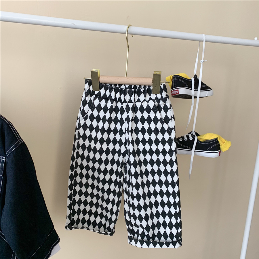 1428C Kinderen Casual Rechte Broek Lente Herfst 2022 Diamant-Vormige Jongen Casual Broek Dambord Broek Meisje Broek