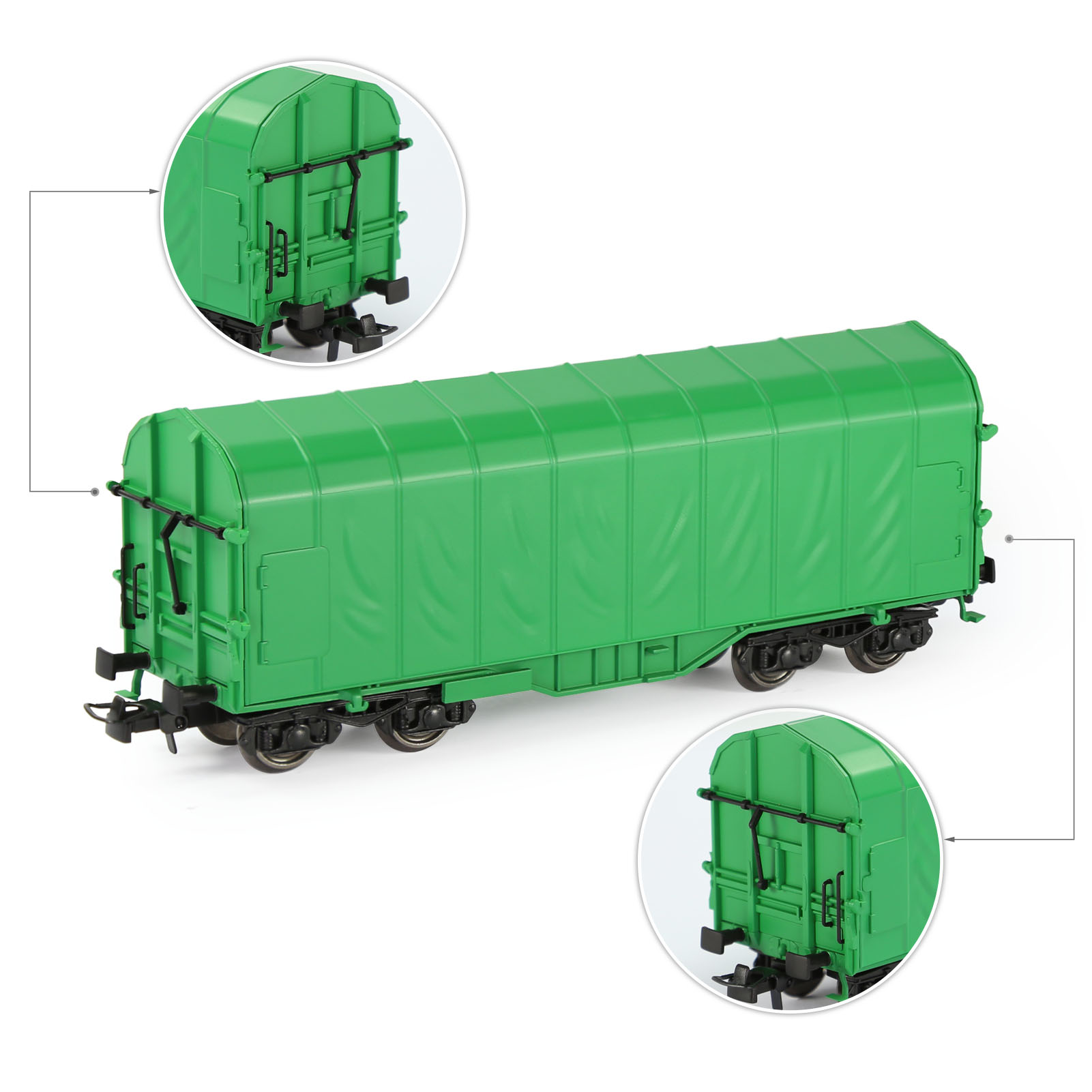 Evemodel 1pc Model Railroad HO Scale 1:87 Covered Coil Wagon Freight Cars C8762: Dark Khaki