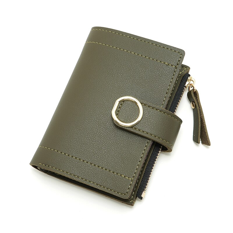 Women Leather Small Wallet Card Holder Solid Color Short Lovely Purse Zip Coin Purses Clutch Handbag Coin Purse: 7