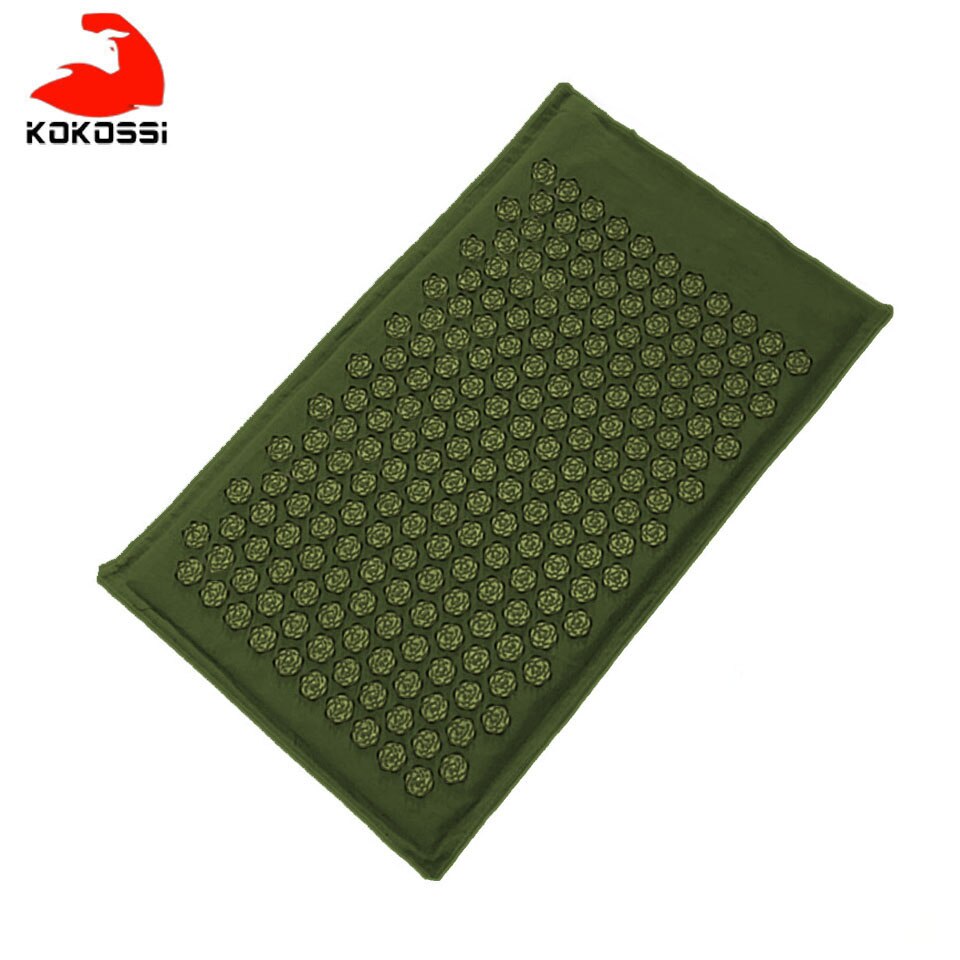 KoKossi-colchoneta de acupuntura de lino orgánico Natural, cojín de masaje con puntas de loto, esterilla de Yoga para alivio del dolor y espalda/cuello: Army Green Mat