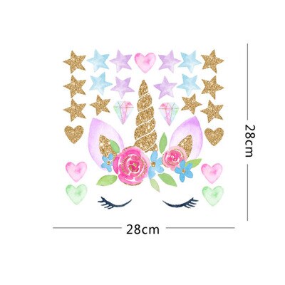 3D White Unicorn Wall Stickers For Kids Rooms Living Room Vinly Wall Decals Baby Bedroom Decorative Stickers Muursticker: White