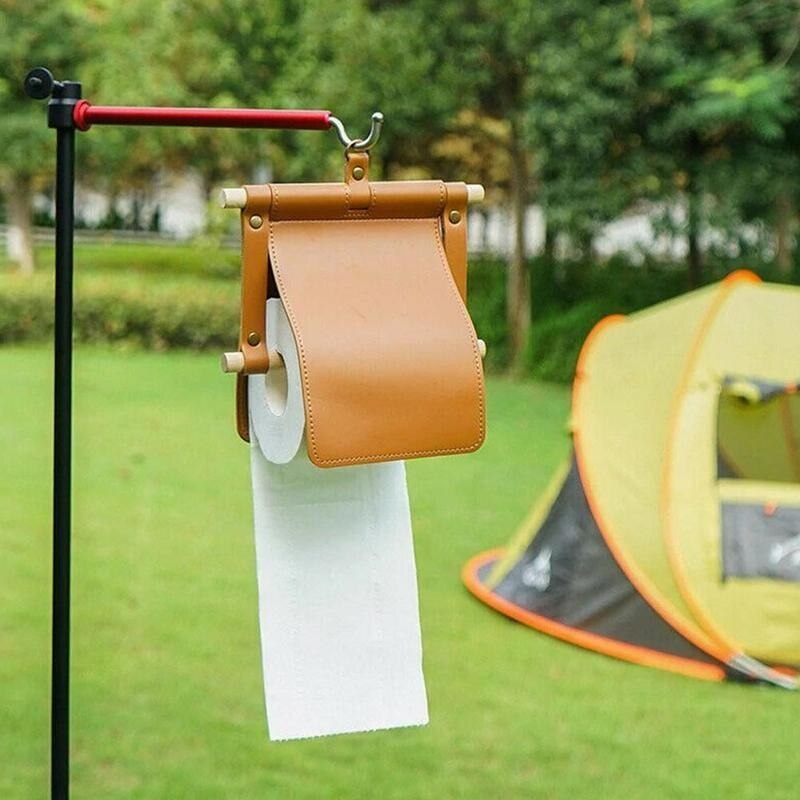 Nordic Toiletrolhouder Faux Leer Thuis Opknoping Papier Outdoor Rolhouder Hout Box Tool Camping Picknick Kunstleer Ti r4Q8