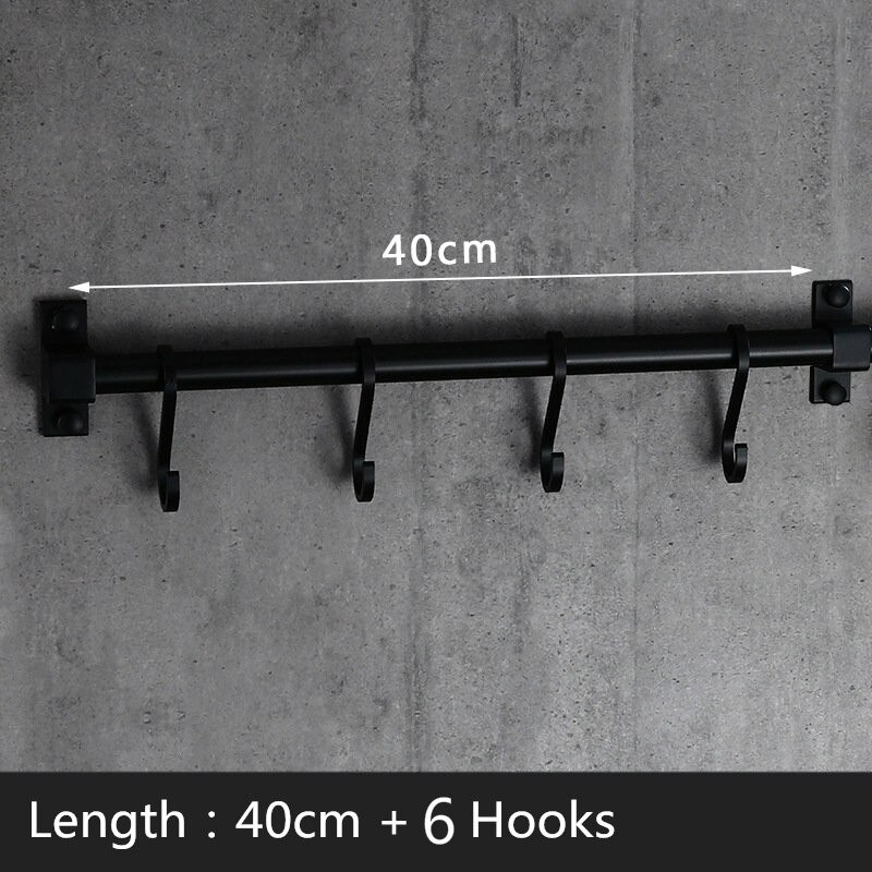 Matt black kitchen hook rack storage cabinet kitchen rack American space aluminum bathroom storage device kitchen utensils tool: 40cm