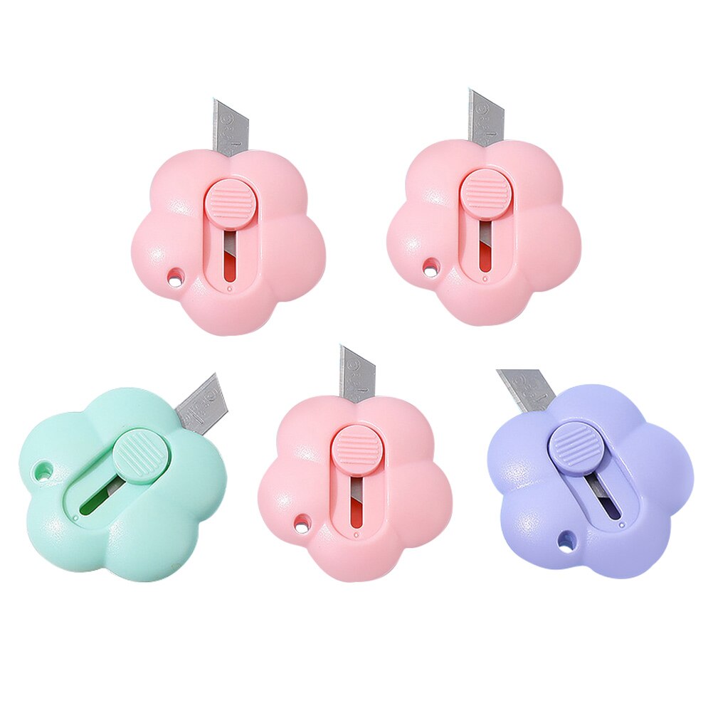 5Pcs Mini Cutters Telescopische Utility Cutters Briefopeners Met Sleutelhanger Gat