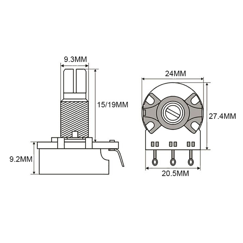 4PCS 250k/500k Brass/Aluminum Shaft Volume Tone Potentiometers CTS Pots Log A or Linear for Electric Guitars