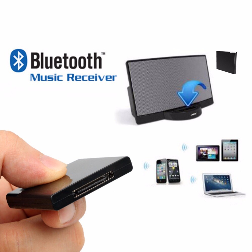 Stereo Smartphone Adapter Bluetooth V2.0 A2DP Music Receiver Adapter For iPhone For iPod 30 Pin Dock Docking Station Speaker