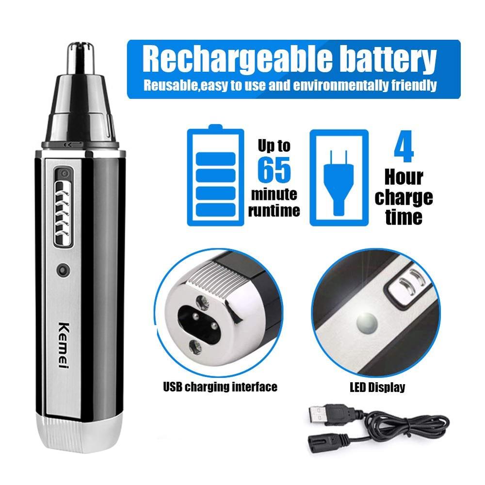 Kemei Men's 4 in 1 Trimmer Set Electric Nose Hair Ear Trimmer Rechargeable Hair Beard Nose Hair Trimmer Cleaner Grooming Tool