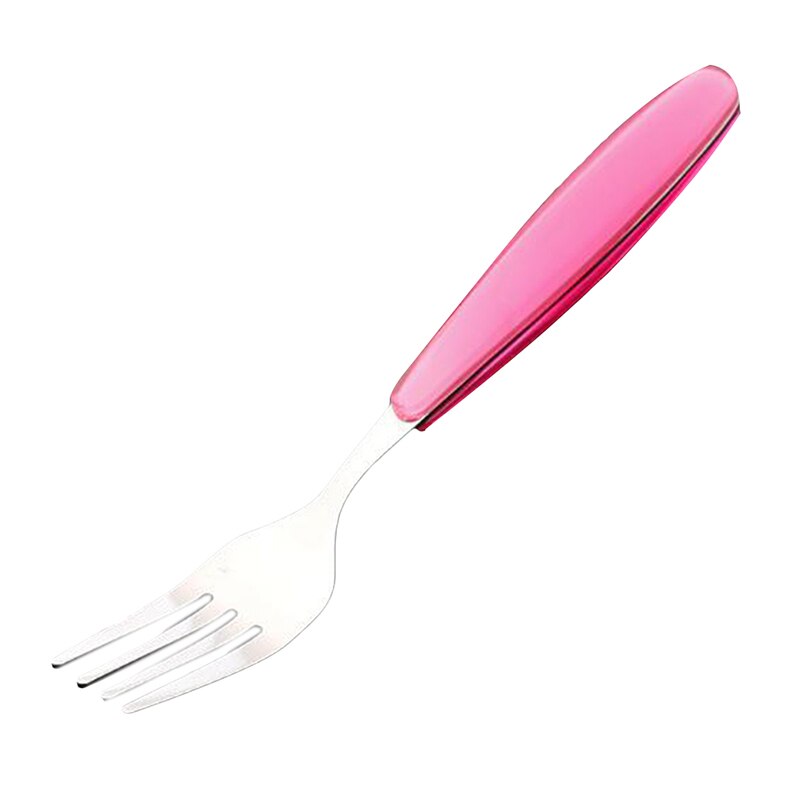 2 Stks/set Roestvrij Staal Babylepel Draagbare Gerechten Theelepel Vork Mes Gebruiksvoorwerpen Kinderen Leren Eten Kinderen Servies: pink fork