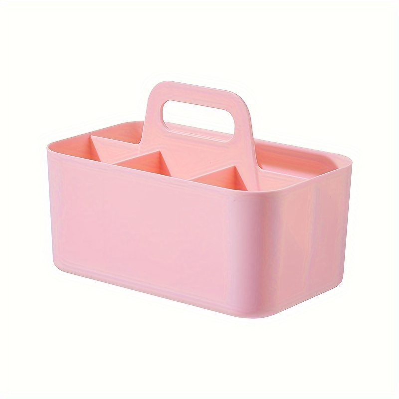 Cesta de almacenamiento de plástico con asa, caja de almacenamiento portátil para lápices y papelería, organizador de clasificación de escritorio con 5 compartimentos: Grey