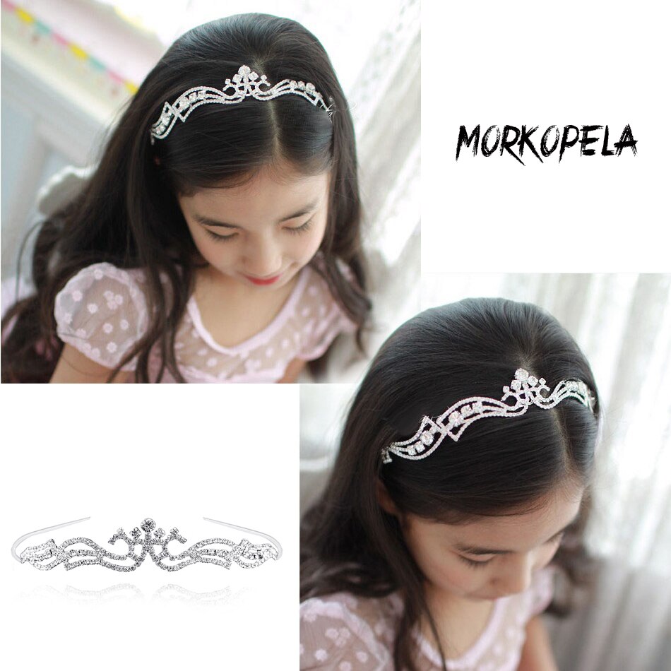 Morkopela tiara de cabelo infantil, strass tiara flor meninas coroa acessórios princesa festa jóias