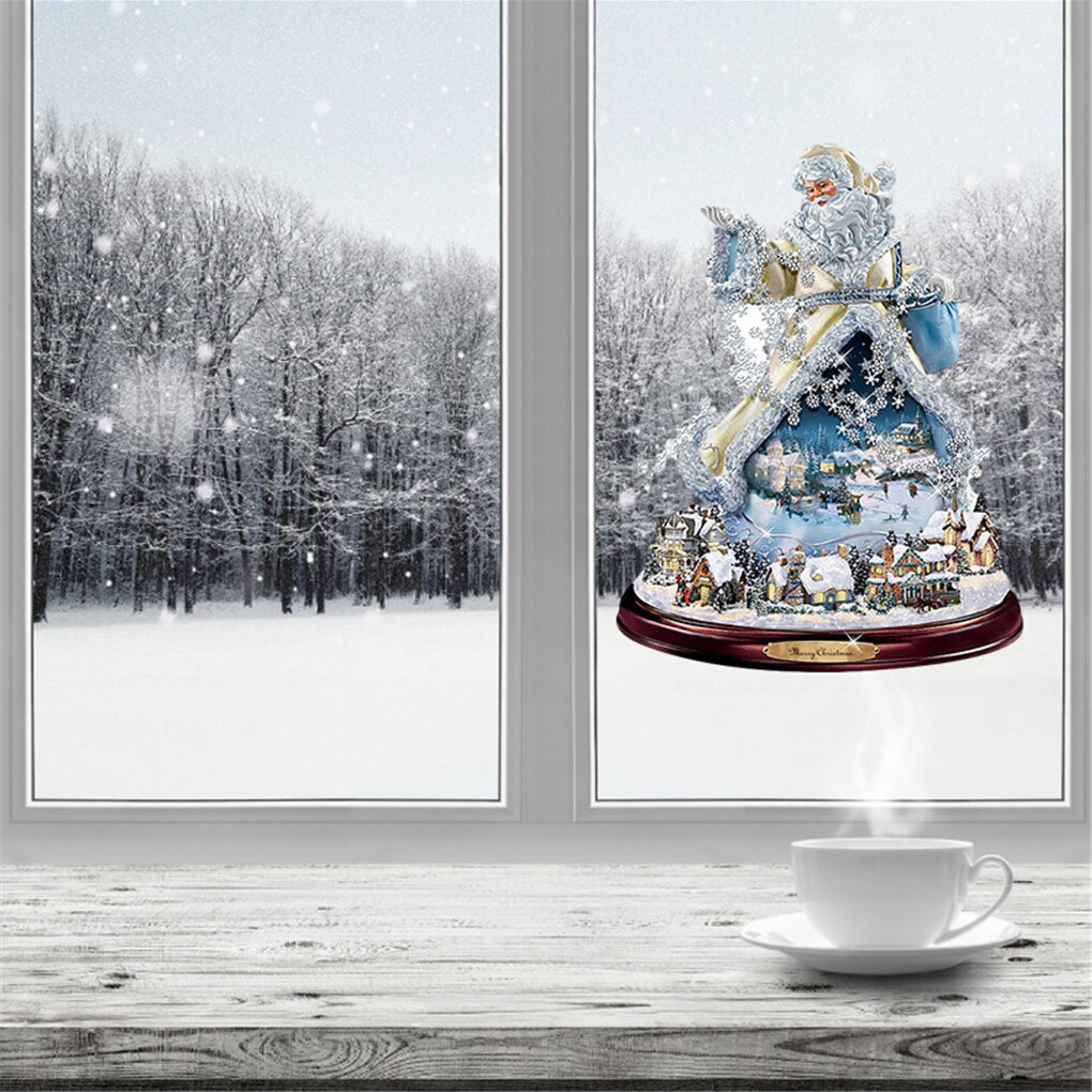 Christmas Window Sticker PVC Waterproof Wallpaper Decorative Santa Claus Sticker Home Shop Office Christmas Decoration stickers
