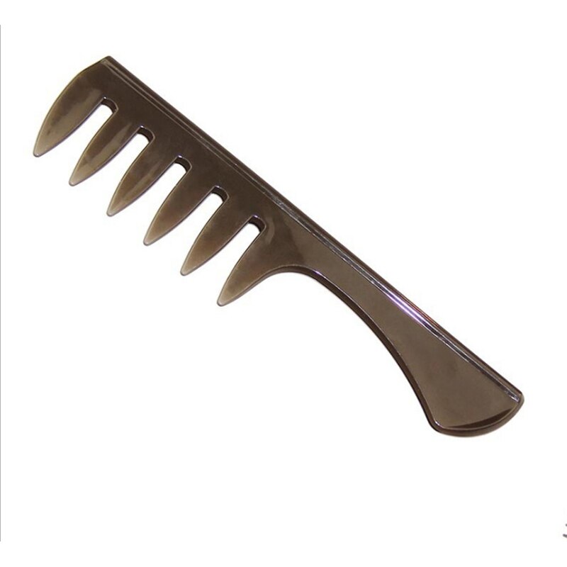 1 pièces poignée poignée grande dent démêlant cheveux bouclés peigne tête arrière style barbe huile peigne hommes coiffure Large dents peigne: Gray 04