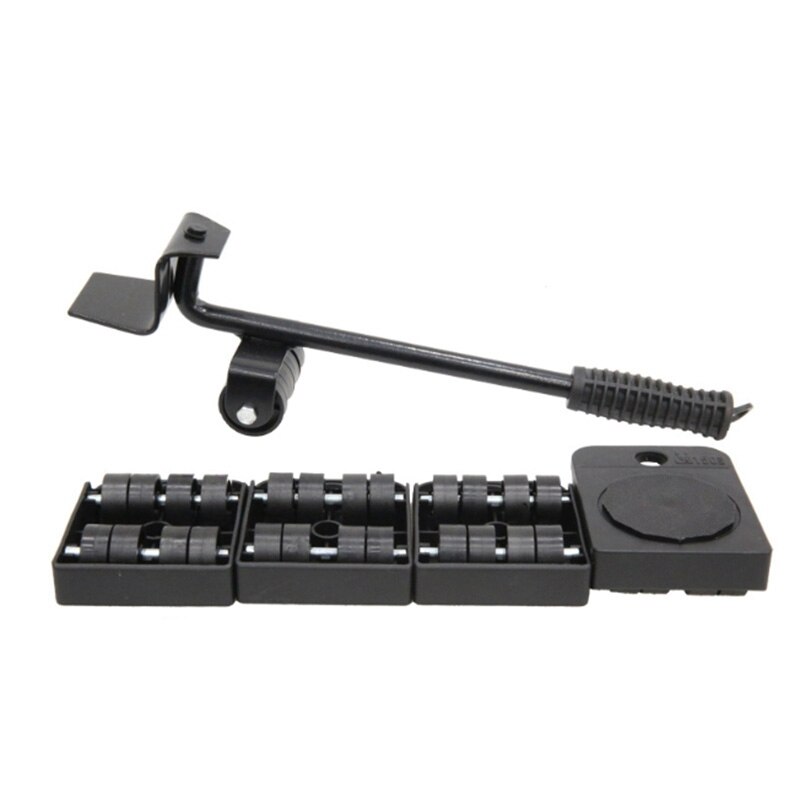 Herramientas de movimiento para muebles, camiones ligeros de plataforma plana, objetos pesados, almohadillas para herramientas móviles, 1 Barra de palanca, 4 juegos de rodillos: Default Title