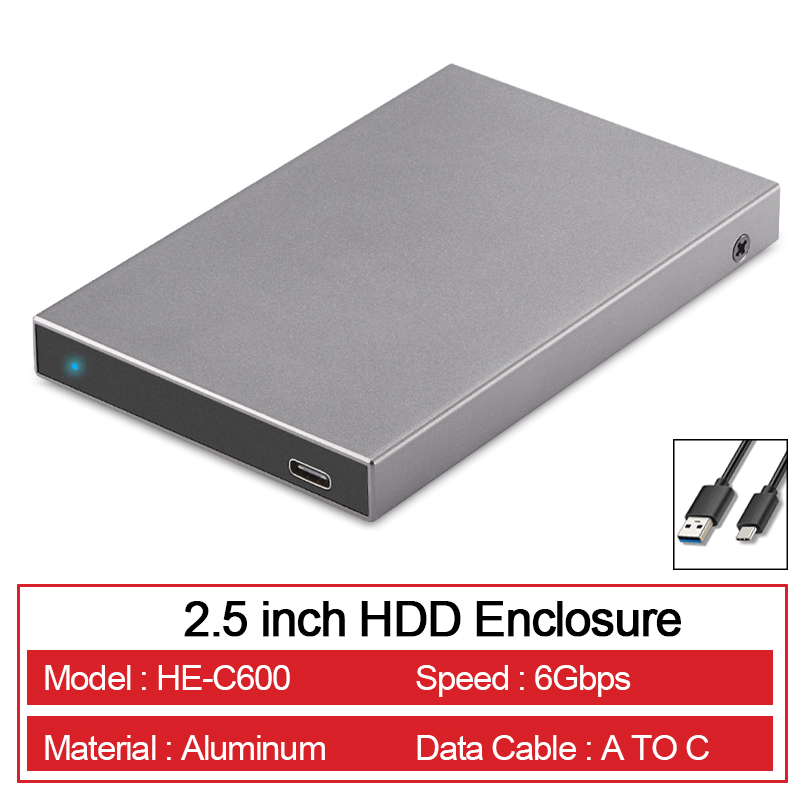 SSK Aluminum 2.5 Inch Hard Drive Enclosure USB C 3.1 6Gbps To SATA External HDD Case Adapter SATA HDD SSD with UASP Compatible: Gold