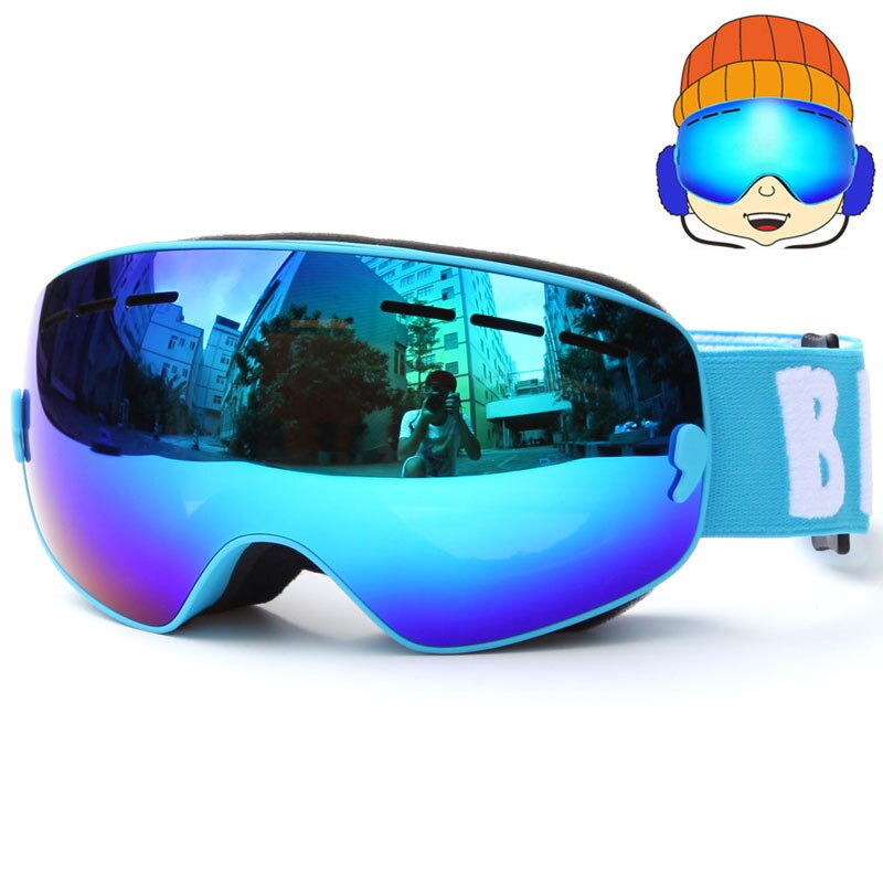 Skibrillen voor kinderen,  uv400 anti-condens snowboardbrillen, skibrillen met dubbele lens, skimaskers, winterskibrillen voor kinderen, brillen: Blauw