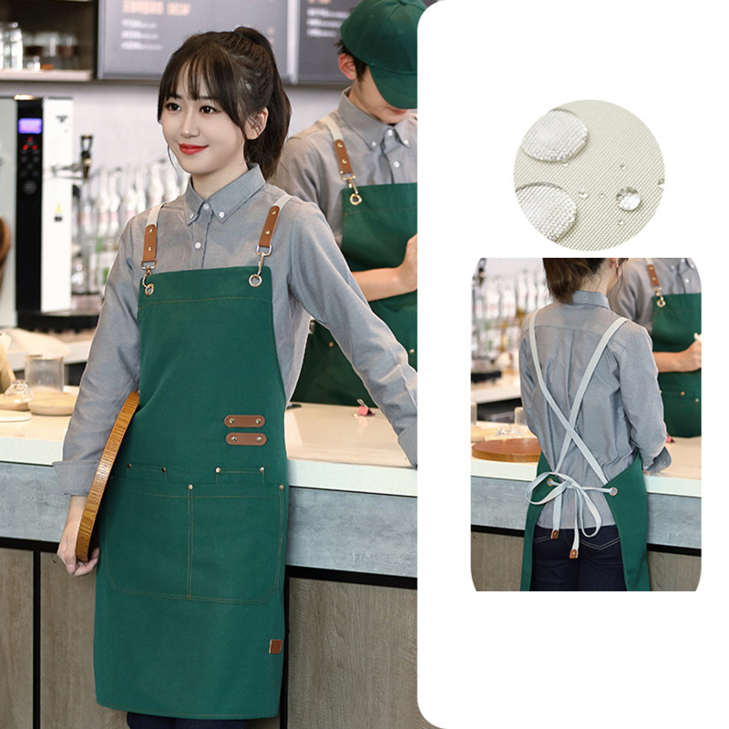 Schort Multifunctioneel waterdicht canvas Mode bedrukt borduurwerk Catering Café Melk Thee Winkel Supermarkt Bloemenwinkel Schorten