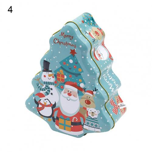 80%HOTAdorable Cookie Can Corrosion Resistant Metal Christmas Tree-shaped Candy Tin Box for Home: 4