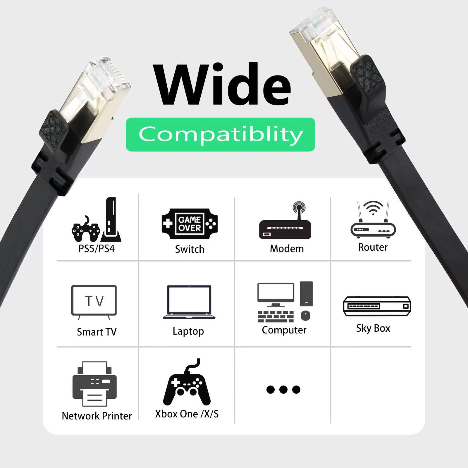 40 Gbit/s Katze8-Ethernet-Kabel RJ 45 10 15 20 Meter Katze 8 2000 MHz Hochgeschwindigkeits-Internet-Flachnetzkabel Weiß 8 m 5 m 3 m 2 m 1 m RJ45