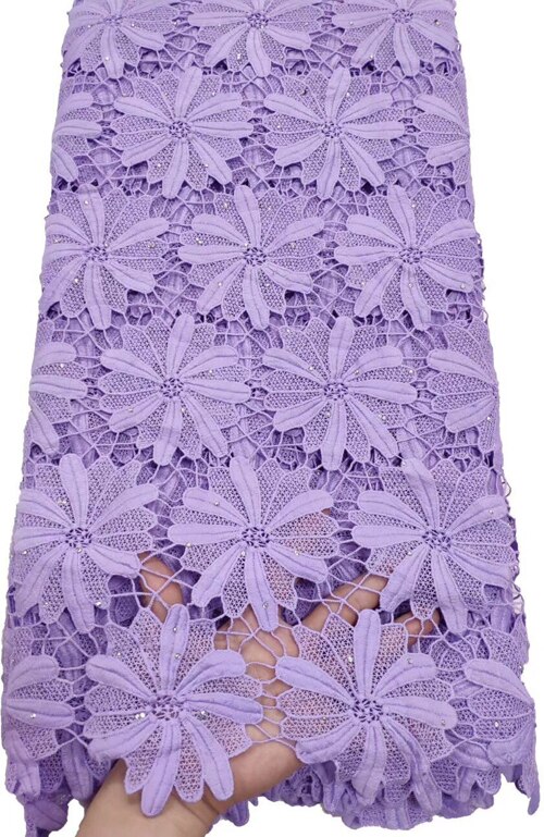 Guipure Lace Fabric Embroidery stones African Water Soluble Cord Lace Fabric for Wedding Dress YTB78 wine: AS PIC9