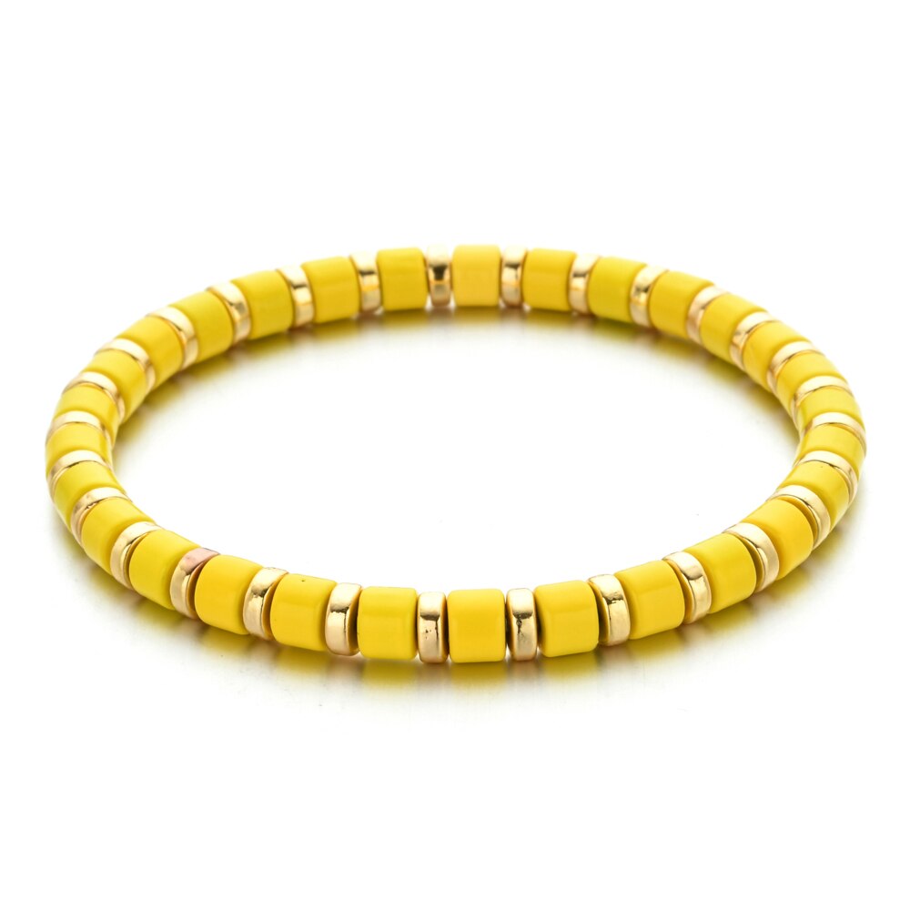 Boho pulseira de esmalte, boho, bonito, de arco-íris, stretch, colorida, nova moda, multicolorido, azulejo, miçangas, surf, praia, joia, presente: A14